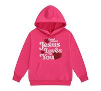 Sweat à capuche d'automne pour fille - Humour - Mignon - Capuche - Poche kangourou - Religieux - Décontracté - Inscription en forme de cœur - Haut de déclaration pour l'église, Stil-i04 Rose vif, 3-4