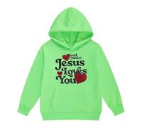 Sweat à capuche d'automne pour fille - Humour - Mignon - Capuche - Poche kangourou - Religieux - Décontracté - Inscription en forme de cœur - Haut de déclaration pour l'église, Stil-i07 Vert, 12-13