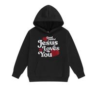 Sweat à capuche d'automne pour fille - Humour - Mignon - Capuche - Poche kangourou - Religieux - Décontracté - Inscription en forme de cœur - Haut de déclaration pour l'église, Stil-i01 Noir, 12-13