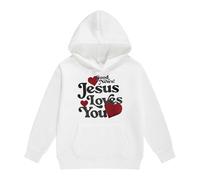 Sweat à capuche d'automne pour fille - Humour - Mignon - Capuche - Poche kangourou - Religieux - Décontracté - Inscription en forme de cœur - Haut de déclaration pour l'église, Stil-i12 Blanc, 1-2 ans