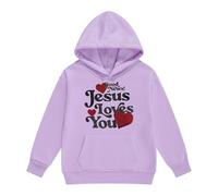 Sweat à capuche d'automne pour fille - Humour - Mignon - Capuche - Poche kangourou - Religieux - Décontracté - Inscription en forme de cœur - Haut de déclaration pour l'église, Stil-i06 Violet, 3-4