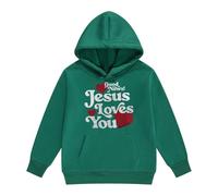 Sweat à capuche d'automne pour fille - Humour - Mignon - Capuche - Poche kangourou - Religieux - Décontracté - Inscription en forme de cœur - Haut de déclaration pour l'église, Stil-i03 Vert, 2-3 ans