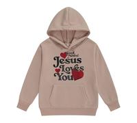 Sweat à capuche d'automne pour fille - Humour - Mignon - Capuche - Poche kangourou - Religieux - Décontracté - Inscription en forme de cœur - Haut de déclaration pour l'église, Stil-i05 Kaki, 2-3 ans