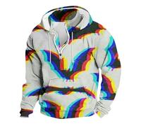 Sweat à capuche de dessin animé pour homme Royaume-Uni fermeture éclair quart sweat à capuche imprimé squelette extraterrestre pull en polaire décontracté pull confortable chaud cordon de serrage pull
