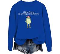 Sweat à capuche de grossesse amusant avec inscription « Hold On Partner I'm Growing A Little Buckaroo », Bleu roi/y, L