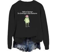 Sweat à capuche de grossesse amusant avec inscription « Hold On Partner I'm Growing A Little Buckaroo », Noir-y, S