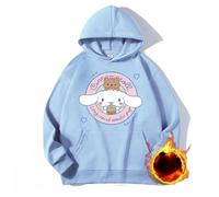 Sweat à Capuche de Mode pour Enfants, Sweat à Capuche en Impression de Dessin animé en Coton pour Filles Kawaii, Hauts de Sweat-Shirt épaissi Chauds d'automne et d'hiver,Light Blue,150cm