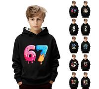 Sweat à capuche de Noël 67 pour enfants Six Seven 6 7 Meme Pull de Noël pour enfants avec imprimé tendance pour garçons et filles