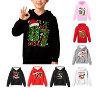 Sweat à capuche de Noël 67 pour enfants, Six Seven sur le thème du chapeau de Noël, sweat-shirt imprimé tendance, tissu doux confortable, chaud, essentiel pour les vacances pour garçons et filles