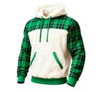 Sweat à capuche de Noël à carreaux doublé en polaire Sherpa pour adultes, femmes et hommes, chandail d'hiver confortable à capuche en flanelle avec capuche et poche 2026, Vert, L