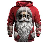 Sweat à capuche de Noël amusant Funky Sweat à capuche de Noël avec impression numérique 3D vintage Ugly Père Noël Coupe ample Motif de Noël Sweat à capuche Tenue de Noël drôle, O rouge., XXXXXXL