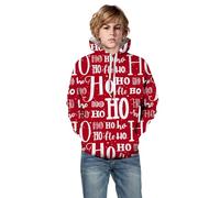 Sweat à capuche de Noël amusant pour garçon - Pull de Noël pour enfant avec motif de Noël - Sweat à capuche d'hiver Chirstmas - Impression lettre - Sweat à capuche de Noël