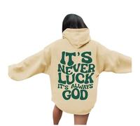 Sweat à capuche de Noël confortable pour femme avec inscription « It's Never Luck It's God » pour femme, haut décontracté à manches longues, tenue d'automne 2024, hauts pour la vie quotidienne