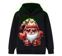 Sweat à capuche de Noël pour garçons et filles, hauts imprimés, vêtements d'automne, noir, 4-5 ans