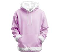 Sweat à capuche de Noël pour homme avec bordure en fausse fourrure, mode de Noël, fêtes de fin d'année, poche kangourou, chandail d'hiver fantaisie festif avec capuche en peluche, violet, 5XL