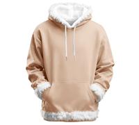 Sweat à capuche de Noël pour homme avec bordure en fausse fourrure, mode de Noël, fêtes de fin d'année, poche kangourou, chandail d'hiver fantaisie festif avec capuche en peluche, kaki, XL