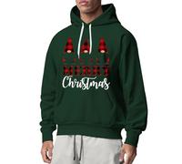 Sweat à capuche de Noël pour homme avec trois nains de Noël, imprimé de lettres de Noël, graphique festif, drôle et moche poche kangourou, pull d'extérieur streetwear, Vert, 3XL