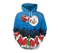 Sweat à capuche de Noël pour homme - Motif de Noël - Sweat à capuche - Père Noël - Rudolphe - Renne - Tenue de Noël, Bleu 10., 3XL