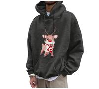 Sweat à capuche de Noël pour hommes drôle Ugly Christmas Sweater 3D Moche Noël Pull en tricot Pull Père Noël Pull de Noël, Gris 6., XXL
