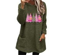 Sweat à capuche de Noël surdimensionné pour femme - Double velours - Automne et hiver - Grand profil - Manches longues - Décontracté - Manches longues - En peluche - Costume de fête pour intérieur et