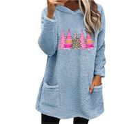 Sweat à capuche de Noël surdimensionné pour femme - Double velours - Automne et hiver - Grand profil - Manches longues - Décontracté - Manches longues - En peluche - Costume de fête pour intérieur et