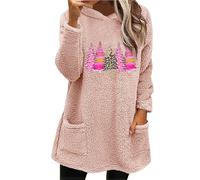 Sweat à capuche de Noël surdimensionné pour femme - Double velours - Automne et hiver - Grand profil - Manches longues - Décontracté - Manches longues - En peluche - Costume de fête pour intérieur et
