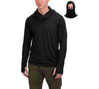 Sweat à capuche de pêche performant pour homme - Protection solaire à manches longues avec trous pour les pouces et cache-cou - T-shirt noir à capuche pour sports de plein air - Chemisier de sport à