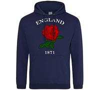 Sweat à capuche de rugby Angleterre 1871, cadeau d'anniversaire anglais pour les fans de rugby anglais, tenue de tournoi rose, idée cadeau pour homme, femme et enfant, bleu marine, XL