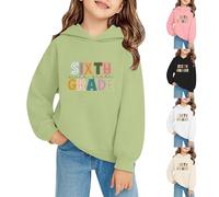Sweat à capuche de sixième année pour garçons et filles - Sweat à capuche pour la rentrée scolaire - Pull à manches longues - Haut de sport décontracté - Imprimé lettres - Blanc - 4-5 ans