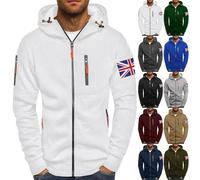 Sweat à capuche de sport à fermeture éclair intégrale pour homme - Tendance et décontracté - Sweat à capuche ample à fermeture éclair - Veste polaire unie à manches longues avec poches zippées, bleu