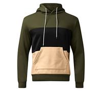 Sweat à capuche de travail pour homme - Sweat à capuche en patchwork avec bloc de couleurs - Pull à capuche ample avec cordon de serrage - Sweat à capuche décontracté pour l'automne et l'hiver - Chaud