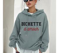 Sweat à capuche de voyage imprimé BICHETTE d'amour, pull italien, collection K-Pop Warrior, sweat-shirt d'hiver femme, sweat-shirt col rond femme, vêtements chauds automne/hiver doublés en laine, haut