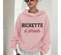 Sweat à capuche de voyage imprimé BICHETTE d'amour, pull italien, collection K-Pop Warrior, sweat-shirt d'hiver femme, sweat-shirt col rond femme, vêtements chauds automne/hiver doublés en laine, haut