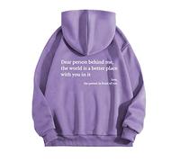 Sweat à capuche Dear Person Behind Me pour femme - Décontracté - Pour femme et fille - Manches longues - Peluche doublée en polaire - Pour l'hiver et l'automne - Vous êtes assez, lilas, XXL