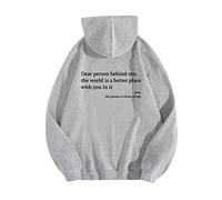 Sweat à capuche Dear Person Behind Me pour femme - Décontracté - Pour femme et fille - Manches longues - Peluche doublée en polaire - Pour l'hiver et l'automne - Vous êtes assez, gris, XL