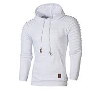 Sweat à capuche décontracté à carreaux - Veste d'hiver avec capuche pour homme style britannique avec cordon de serrage, pull décontracté, couleur unie, manches longues avec poches, coupe droite