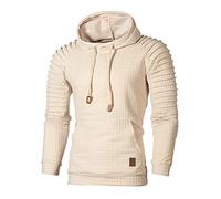 Sweat à capuche décontracté à carreaux - Veste d'hiver avec capuche pour homme style britannique avec cordon de serrage, pull décontracté, couleur unie, manches longues avec poches, coupe droite