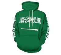 Sweat À Capuche Décontracté À La Mode, Drapeau De L'Arabie Saoudite Imprimé Élastique Grande Taille Sweats À Capuche Pull Pour Hommes Et Femmes École Vacances Badge Impression Hauts Vêtements M