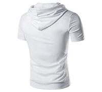 Sweat à capuche décontracté à manches courtes pour homme - Couleur unie - Cordon de serrage - Léger - Coupe régulière avec poche - Printemps et été - Coupe classique - Débardeur de sport extensible et
