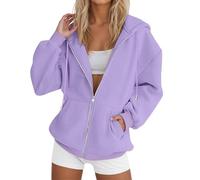 Sweat à capuche décontracté à manches longues pour femme Y2K avec capuche graphique - Fermeture éclair - Couleur unie - 2026 - Tendance - Mode occidentale - Coupe ample - Automne - Collège, PP1., 3XL