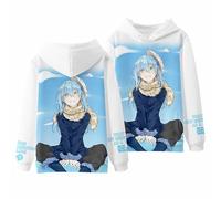 Sweat à capuche décontracté Anime That Time I Got Reincarnated as a Slime Cartoon pour les fans de manga Rimuru Cadeau de cosplay, Bleu 2, 3XL, Bleu 2, 3XL