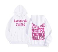 Sweat à capuche décontracté « Don'T Take These Beautiful Things That I'Ve Got » - Coupe ample avec capuche gothique - Pull à capuche tendance avec lettres graphiques - Mode Country Y2K, blanc, M