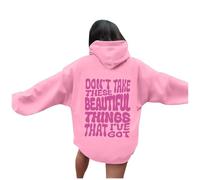 Sweat à capuche décontracté « Don'T Take These Beautiful Things That I'Ve Got » - Coupe ample avec capuche gothique - Pull à capuche tendance avec lettres graphiques - Mode Country Y2K, rose, L