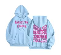 Sweat à capuche décontracté « Don'T Take These Beautiful Things That I'Ve Got » - Coupe ample avec capuche gothique - Pull à capuche tendance avec lettres graphiques - Mode Country Y2K, bleu clair, M