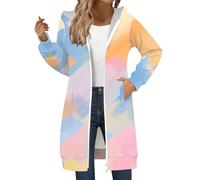 Sweat à capuche décontracté et confortable à manches longues pour femme - Imprimé coloré - Longueur moyenne - Pour femme - Grande taille, Sweats à capuche Mr3-long pour femmes, 3XL