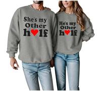 Sweat à capuche décontracté et sportif pour couple avec lettres de Saint-Valentin imprimées pour l'automne et l'hiver (pour homme), gris, L