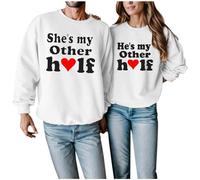Sweat à capuche décontracté et sportif pour couple avec lettres de Saint-Valentin imprimées pour l'automne et l'hiver (pour homme), blanc, L