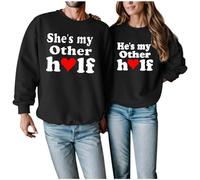 Sweat à capuche décontracté et sportif pour couple avec lettres de Saint-Valentin imprimées pour l'automne et l'hiver (pour homme), Noir , M