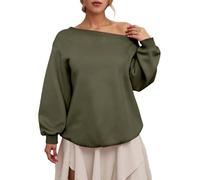 Sweat à capuche décontracté et tendance de couleur unie avec encolure oblique pour le, Vert armée., S