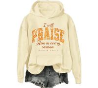 Sweat à capuche décontracté « I Will Praise Him In Every Season » - Motif floral d'automne - Jésus chrétien - Action de grâce, Khika-h, XXL